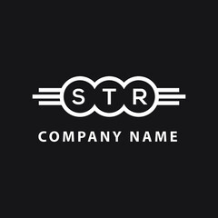 STR letter logo design on black background. STR  creative initials letter logo concept. STR letter design.
