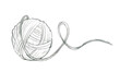 Hand-drawn graphite pencil sketch of ball of thread for embroidery, knitting. Freehand pencil drawing isolated on white