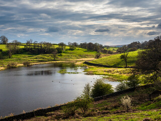  John O'Gaunt reservoir in Nidderdale in Yorkshire. A beautiful Spring afternoon and the views are lovely. This reservoir is little visited and provides a nice walk for families. 