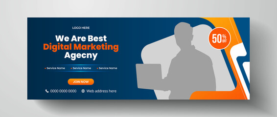 Wall Mural - digital marketing agency service promotion facebook cover page design, corporate business marketing 