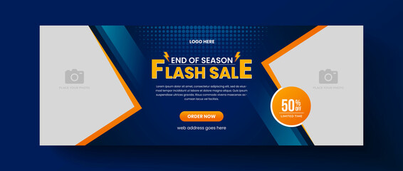 Wall Mural - flash sale facebook cover page design, product sale web banner template, sale banner template