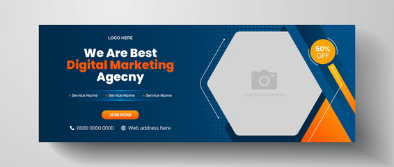 Wall Mural - digital marketing facebook cover page design, corporate business marketing web banner template