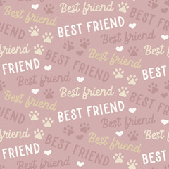 sweet cute seamless repeat dog puppy pet animal vector pattern on pastel pink background. dog best f