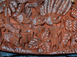 Antique Carved Wood Bas Relief