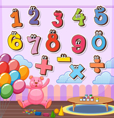 Sticker - Number 0 to 9 with math symbols