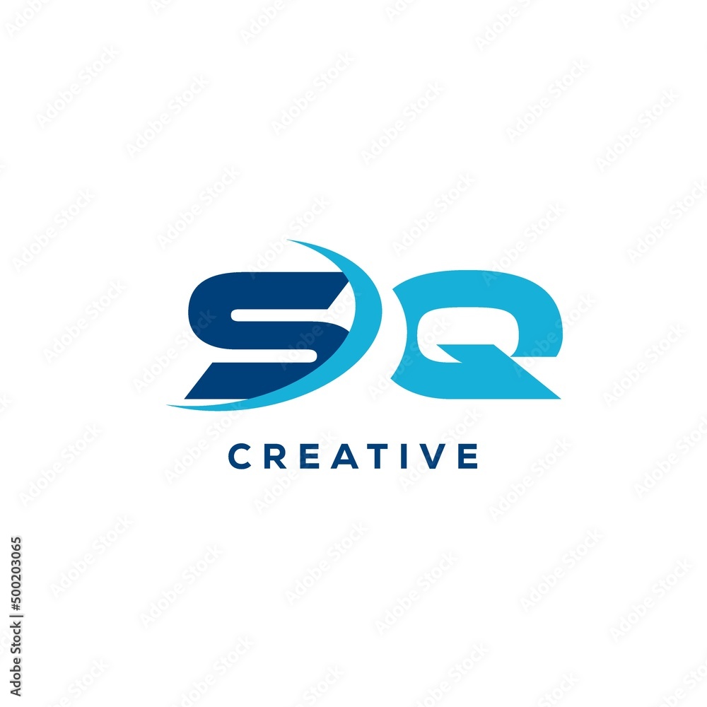Letter SQ logo combined with swoosh curved line Stock Vector | Adobe Stock
