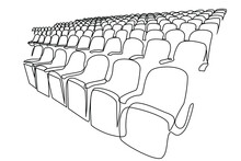 Collective Seating Seats Side-by-side And Back-to-back. Seat Arrangement And Empty Seats For Events Such As Cinema, Opera, Theater, Conference