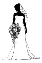 Wall Mural - Bride Bridal Wedding Dress Silhouette Woman Design