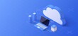 Cloud storage isometric illustration. Data server platform. Computer service technology. Network infrastructure.