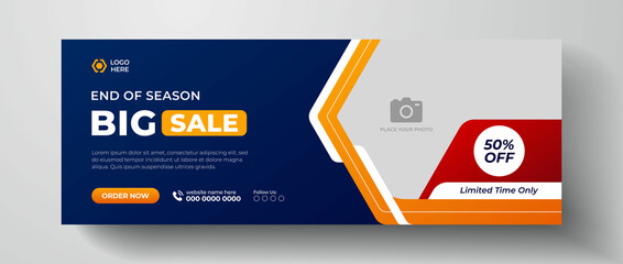 Wall Mural - big sale facebook cover page design, web banner for mega sale, flash sale banner template