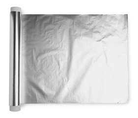 Wall Mural - Roll of aluminum foil isolated on white, top view