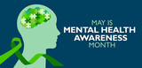 Fototapeta Pokój dzieciecy - Mental health awareness month, vector illustration for poster, banner,print, web