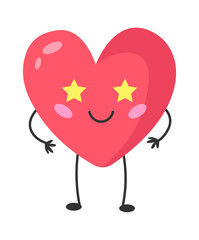 Poster - Cartoon Heart with star eyes. Vector illustration