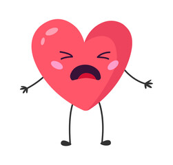 Canvas Print - Crying Cartoon Heart. Vector illustration