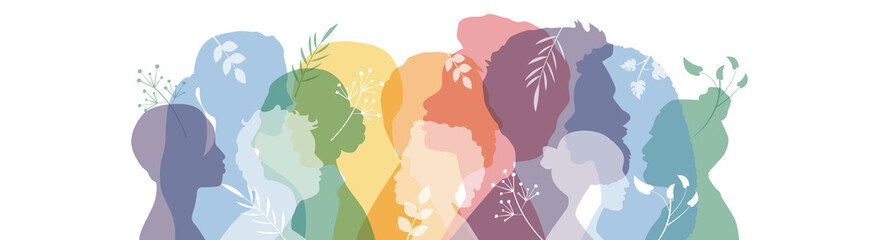 Wall Mural - People stand side by side together. Flat vector illustration.