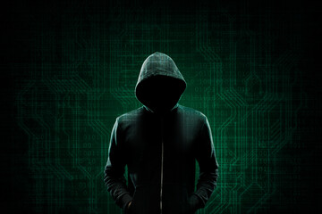 Wanted Hacker is Coding Virus Ransomware Using Abstract Binary Code. Cyberattack, System Breaking and Malware Concept.
