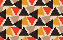 Geometric Retro Style Triangles Pattern Tile Orange Black Shades