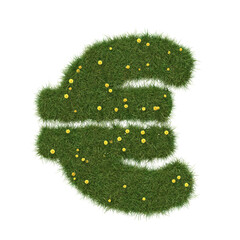 Wall Mural - Realistic grass euro sign isolated on white background. Collection. 3D image.