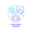 © bsd studio - Monitoring progress blue gradient concept icon. Business analytics task abstract idea thin line illustration. Market research. Live test. Isolated outline drawing. Myriad Pro-Bold font used