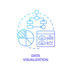 Canvas Print - Data visualization blue gradient concept icon. Business intelligence implementation abstract idea thin line illustration. Graphic format. Isolated outline drawing. Myriad Pro-Bold font used