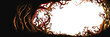 Fantasy branches frame / Horizontal banner frame with abstract branches, leaves 