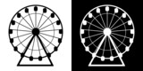 Fototapeta  - Ferris wheel vector isolated icon. A simple black and white silhouette illustration of a carousel.Ferris wheel vector isolated icon. A simple black and white silhouette illustration of a carousel.