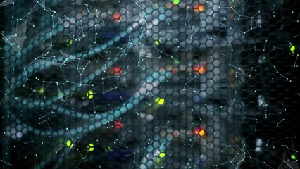 Wall Mural - 3d visualization ai working processor power. colorful blue and green digitalization process