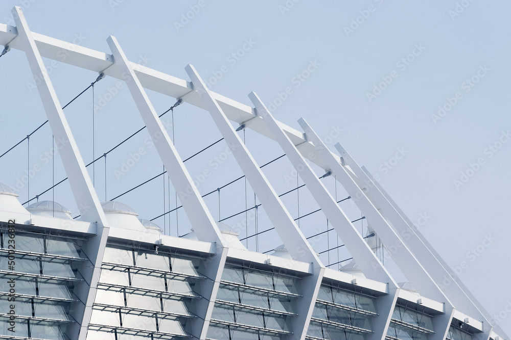 Geometric colored building facade elements with planes, lines and ...