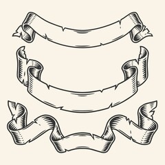 Wall Mural - ribbons set sketch vintage monochrome