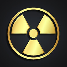 Radioactive Symbol 3d Golden Metal