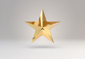 3d vector star element or simple golden shape. shiny object with reflections made of gold..