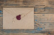 Old letter envelope with wax seal