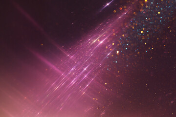 Wall Mural - purple, gold and black glitter vintage lights background. defocused
