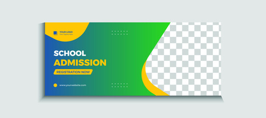 Back to school admission web banner or social media template Vector