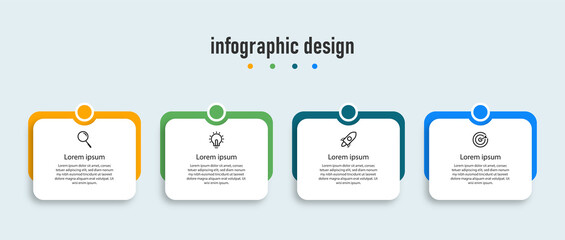 Infographic design for business concept. Can be used for info graphics, flow charts, presentations, web sites, banners, label template with icons. 4 options or steps.
