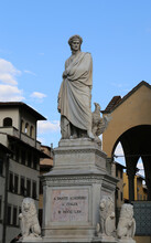 Statue Of DANTE ALIGHIERI Famous Italian Poet In Florence In Italy