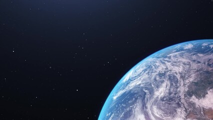 Wall Mural - Partial view of the planet earth until it becomes the empty starry sky. Space flight background.