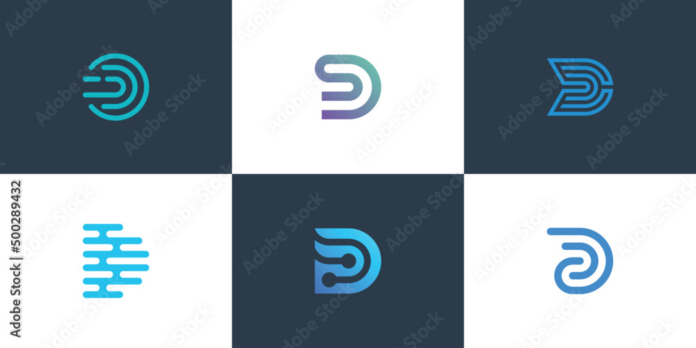 Set of letter d modern digital technology Stock Vector | Adobe Stock