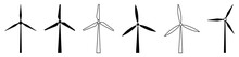 Windmill Icon Set. Air Energy Concept. Vector Illustration Isolated On White Background