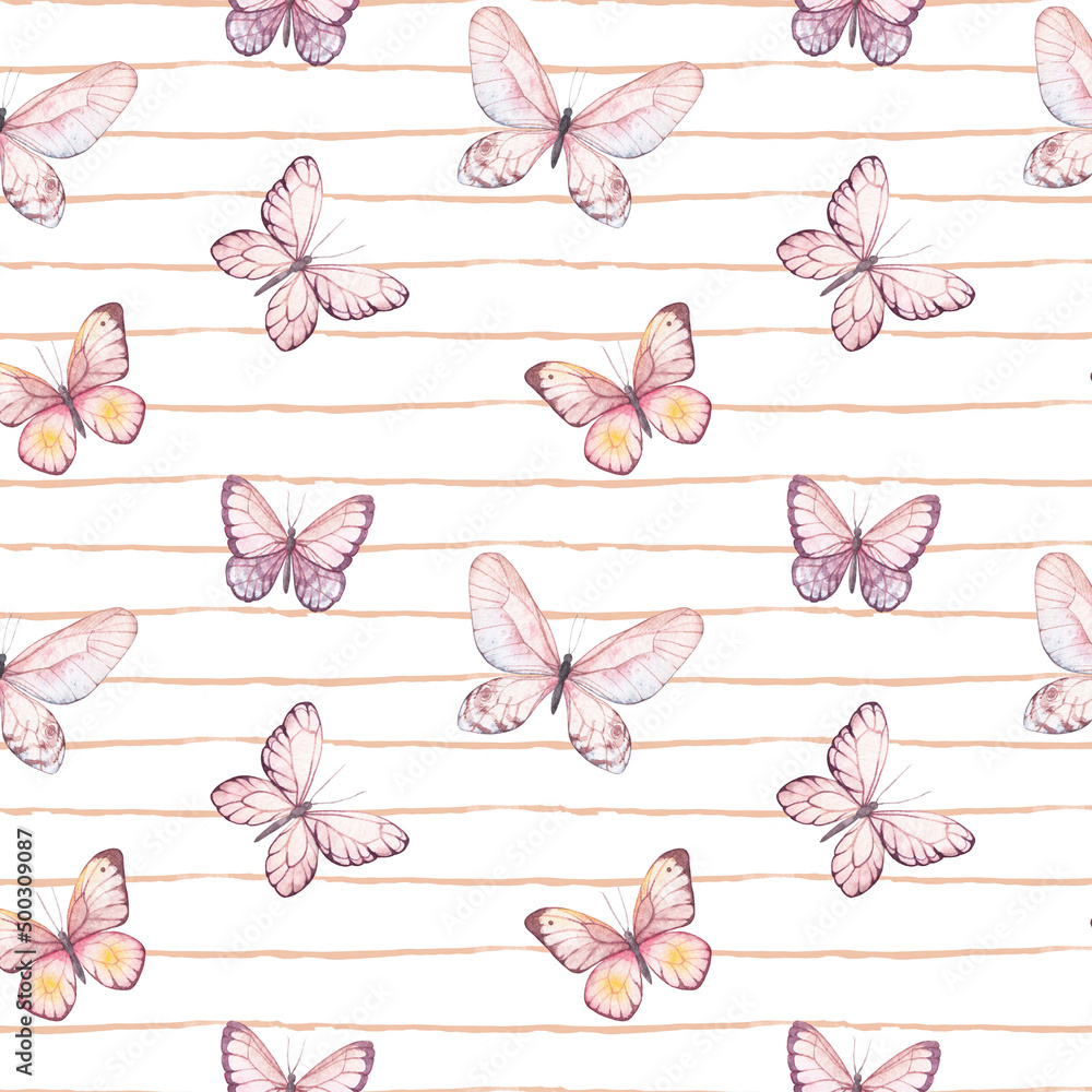 watercolor butterfly seamless pattern Stock Illustration | Adobe Stock