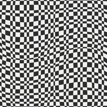 White Rectangles Intersect With Black Ones, Creating A Checkerboard Pattern. It Can Be Seamless, The Canvas Wavy And Simple Chess Board.