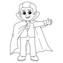 Vampire Halloween Coloring Page Isolated For Kids