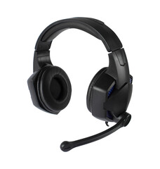 Poster - headphones for a computer with a microphone, on a white background in isolation