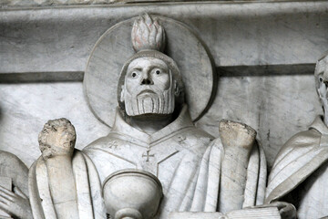 Canvas Print -  Lucca - detail from St Martin's Cathedral facade, Tuscany