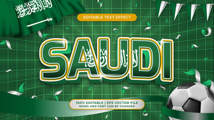 Wall Mural - Saudi arabia football world cup background theme editable text style effect