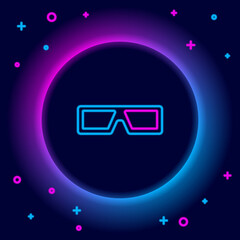 Wall Mural - Glowing neon line 3D cinema glasses icon isolated on black background. Colorful outline concept. Vector