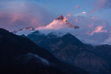 Wall Mural - sunset in the mountains, Nepal, Himalaya