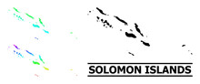 Spectral Gradient Star Mosaic Map Of Solomon Islands. Vector Colorful Map Of Solomon Islands With Spectrum Gradients.