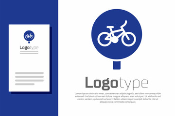 Poster - Blue Bicycle icon isolated on white background. Bike race. Extreme sport. Sport equipment. Logo design template element. Vector