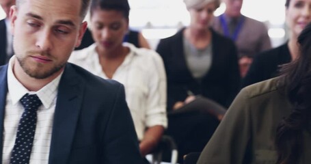 Poster - Bored.... Bad Conference. 4k video footage of businesspeople making notes while attending a conference.